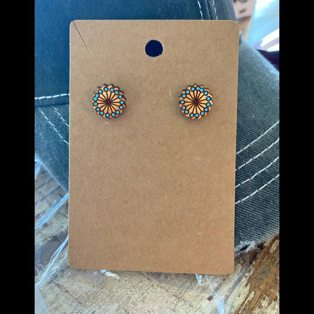 New Wood Dandelion Earrings